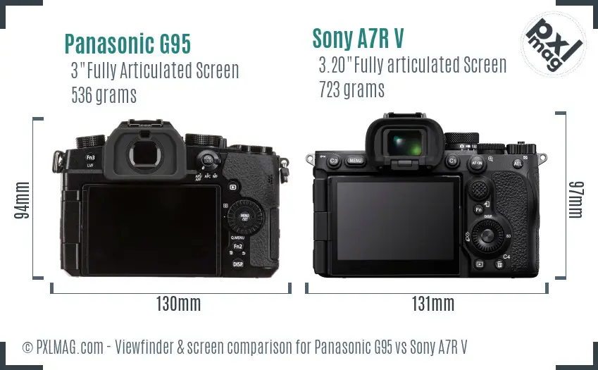 Panasonic G95 vs Sony A7R V Screen and Viewfinder comparison