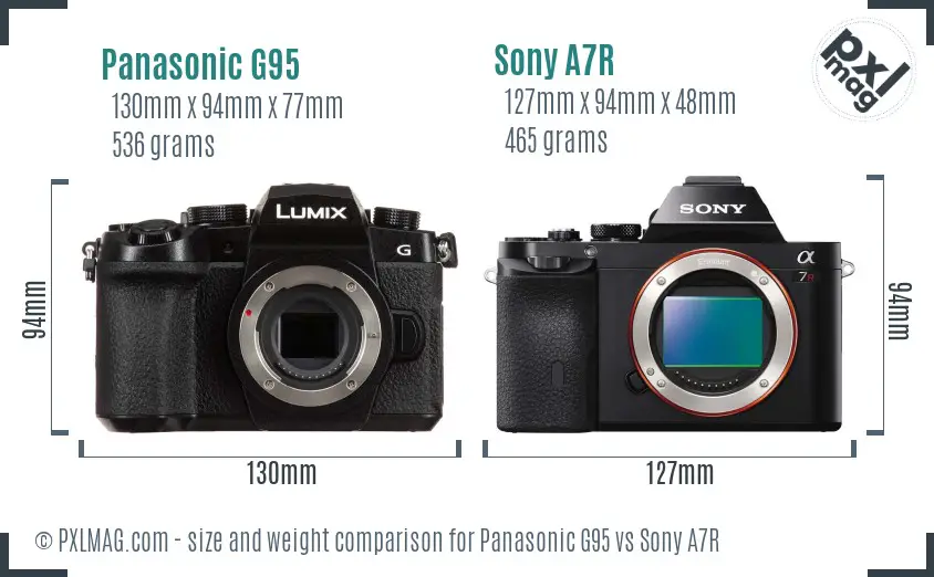 Panasonic G95 vs Sony A7R size comparison
