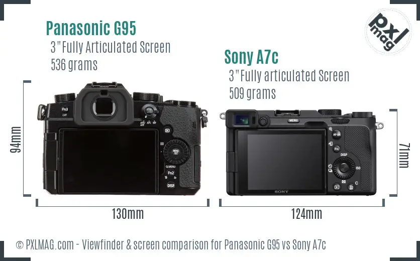 Panasonic G95 vs Sony A7c Screen and Viewfinder comparison