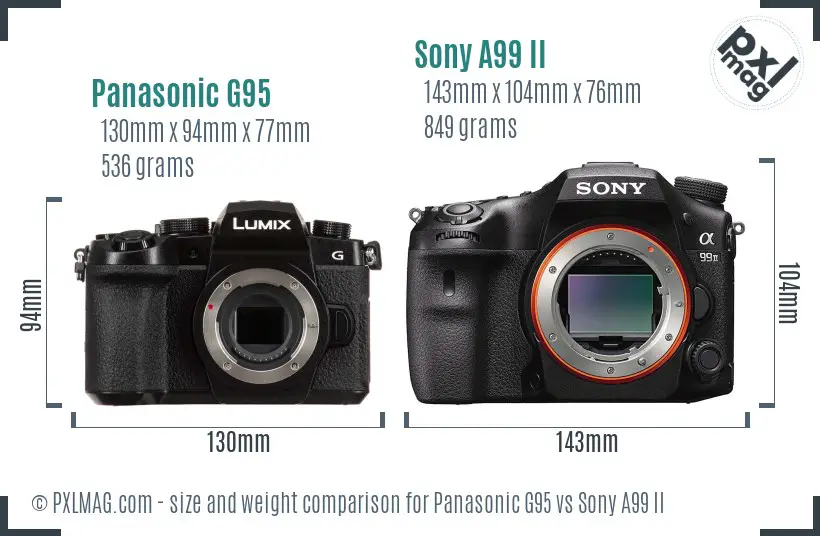 Panasonic G95 vs Sony A99 II size comparison