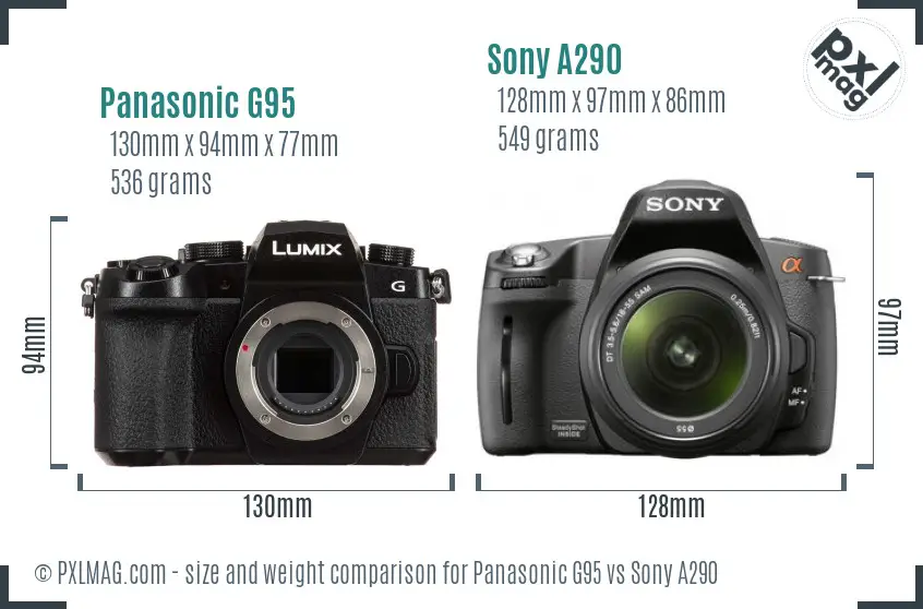 Panasonic G95 vs Sony A290 size comparison