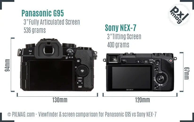 Panasonic G95 vs Sony NEX-7 Screen and Viewfinder comparison