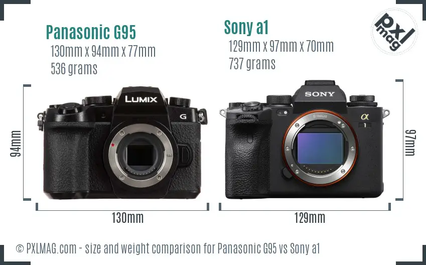 Panasonic G95 vs Sony a1 size comparison