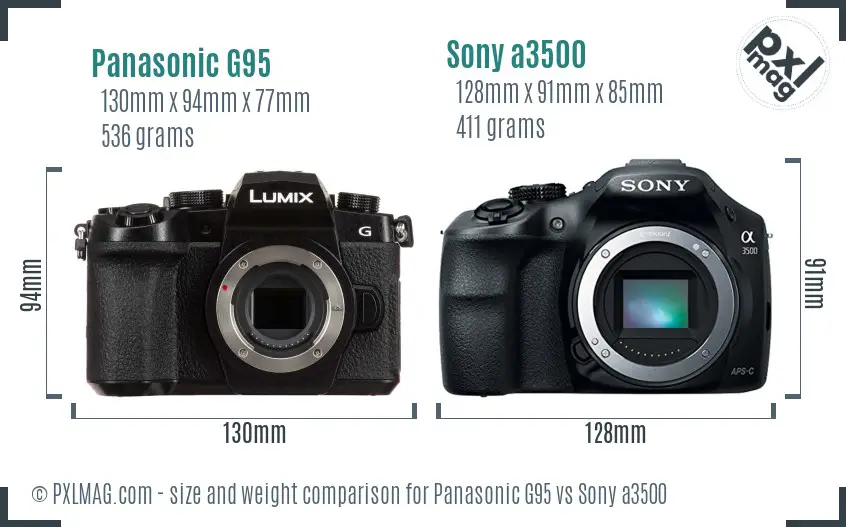Panasonic G95 vs Sony a3500 size comparison