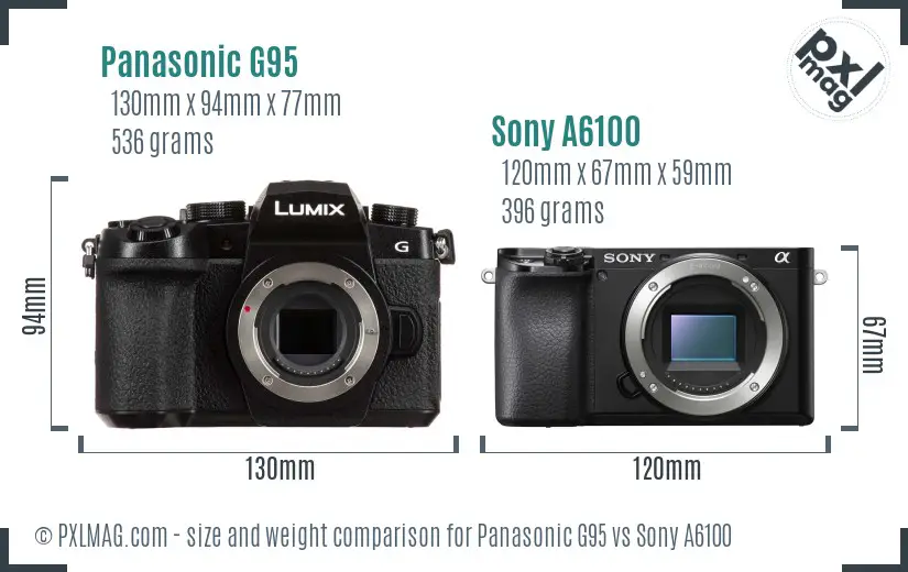 Panasonic G95 vs Sony A6100 size comparison