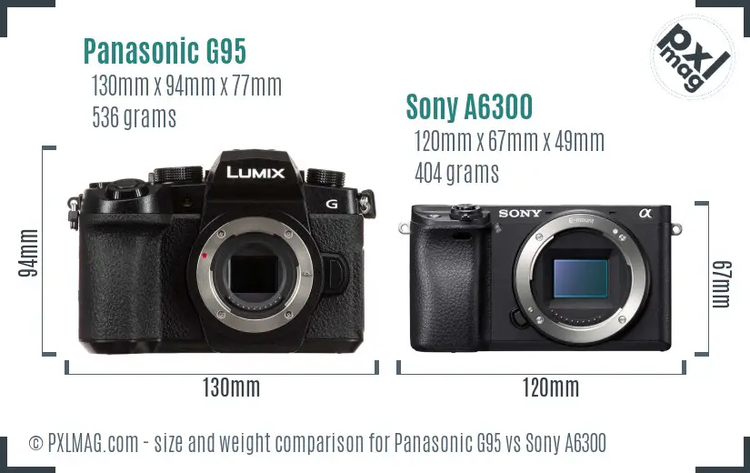 Panasonic G95 vs Sony A6300 size comparison