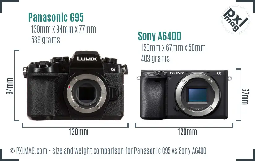 Panasonic G95 vs Sony A6400 size comparison