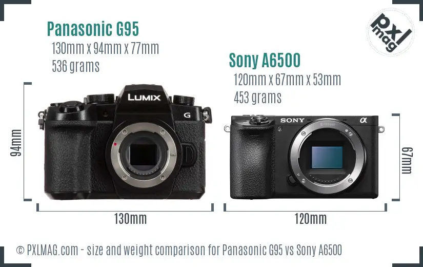 Panasonic G95 vs Sony A6500 size comparison