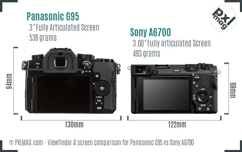 Panasonic G95 vs Sony A6700 Screen and Viewfinder comparison