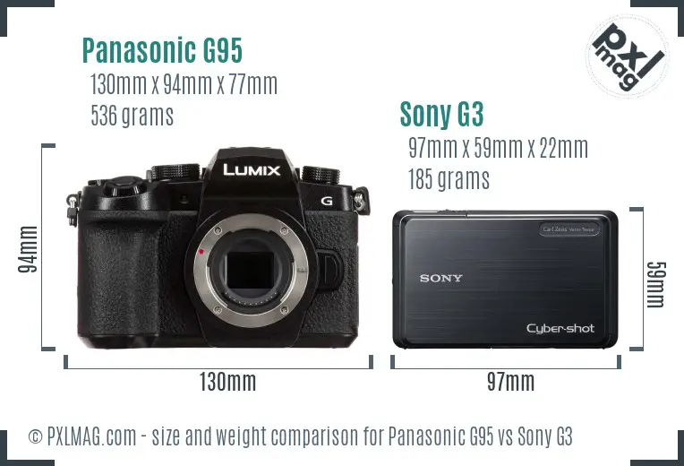 Panasonic G95 vs Sony G3 size comparison