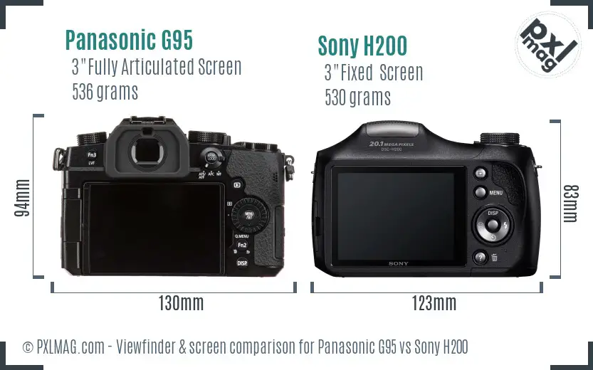 Panasonic G95 vs Sony H200 Screen and Viewfinder comparison Panasonic G95 vs Sony H200 Screen and Viewfinder comparison
