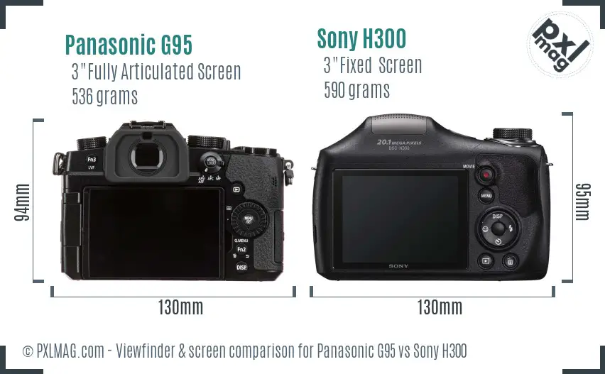 Panasonic G95 vs Sony H300 Screen and Viewfinder comparison