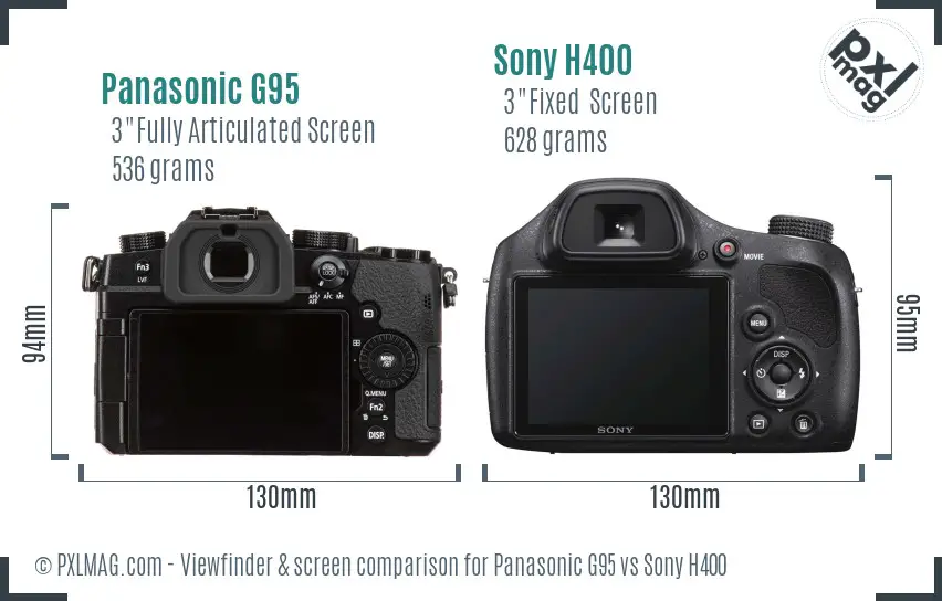 Panasonic G95 vs Sony H400 Screen and Viewfinder comparison