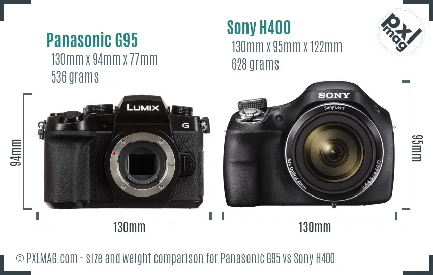 Panasonic G95 vs Sony H400 size comparison