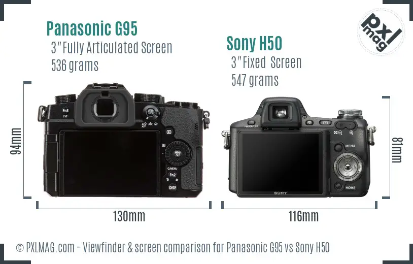 Panasonic G95 vs Sony H50 Screen and Viewfinder comparison