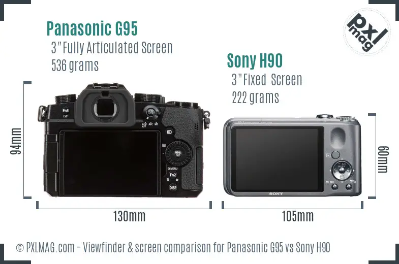 Panasonic G95 vs Sony H90 Screen and Viewfinder comparison Panasonic G95 vs Sony H90 Screen and Viewfinder comparison