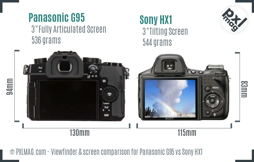 Panasonic G95 vs Sony HX1 Screen and Viewfinder comparison Panasonic G95 vs Sony HX1 Screen and Viewfinder comparison