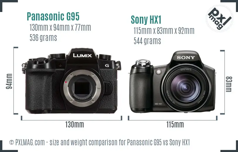 Panasonic G95 vs Sony HX1 size comparison Panasonic G95 vs Sony HX1 size comparison