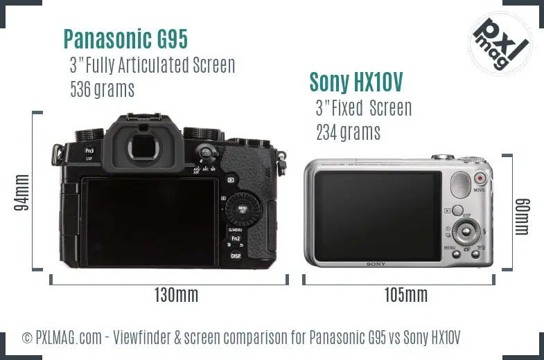 Panasonic G95 vs Sony HX10V Screen and Viewfinder comparison Panasonic G95 vs Sony HX10V Screen and Viewfinder comparison