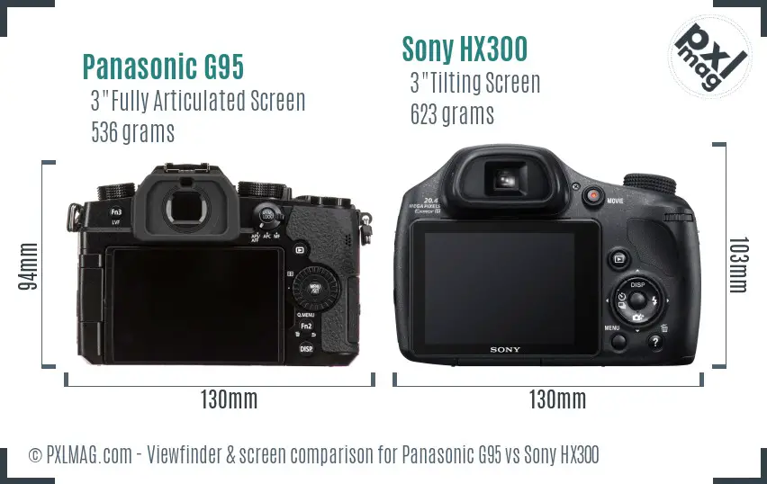 Panasonic G95 vs Sony HX300 Screen and Viewfinder comparison