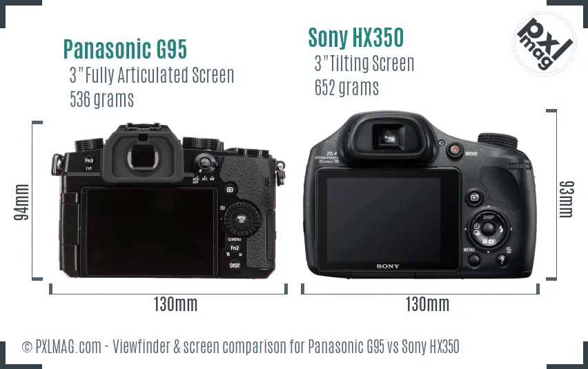Panasonic G95 vs Sony HX350 Screen and Viewfinder comparison Panasonic G95 vs Sony HX350 Screen and Viewfinder comparison