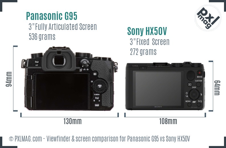 Panasonic G95 vs Sony HX50V Screen and Viewfinder comparison