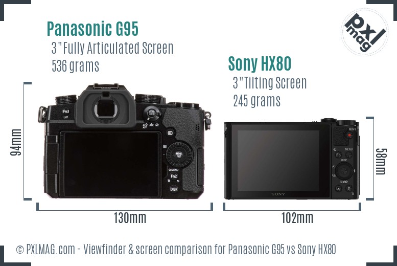 Panasonic G95 vs Sony HX80 Screen and Viewfinder comparison