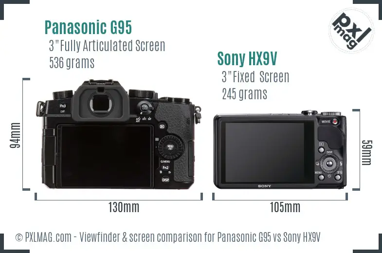 Panasonic G95 vs Sony HX9V Screen and Viewfinder comparison