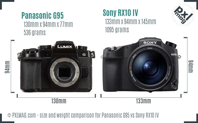 Panasonic G95 vs Sony RX10 IV size comparison Panasonic G95 vs Sony RX10 IV size comparison