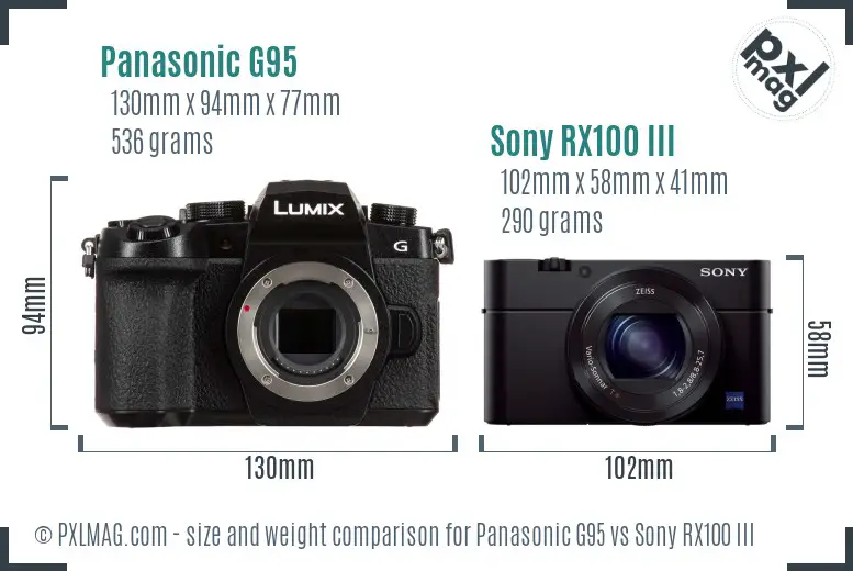 Panasonic G95 vs Sony RX100 III size comparison Panasonic G95 vs Sony RX100 III size comparison