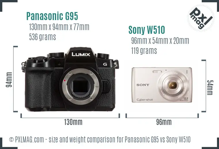 Panasonic G95 vs Sony W510 size comparison