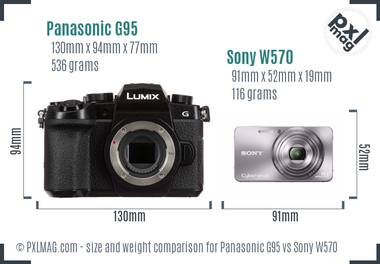 Panasonic G95 vs Sony W570 size comparison Panasonic G95 vs Sony W570 size comparison