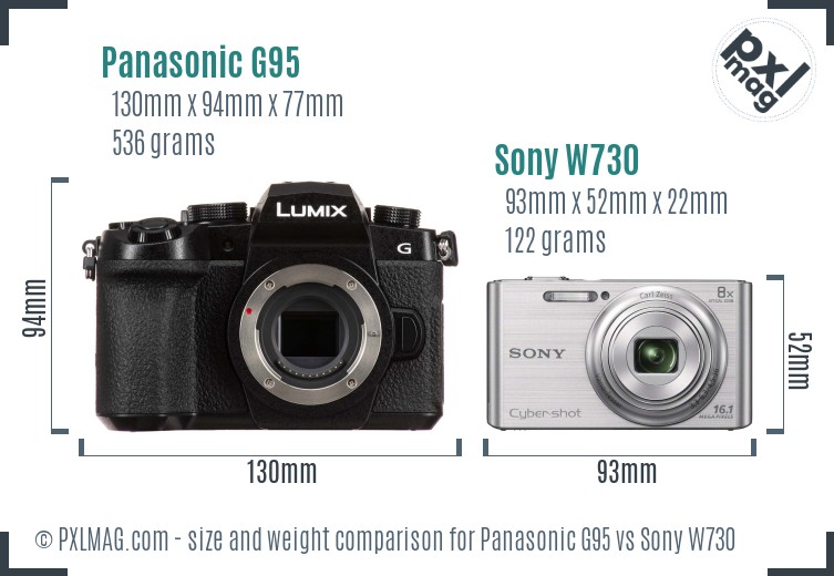 Panasonic G95 vs Sony W730 size comparison Panasonic G95 vs Sony W730 size comparison
