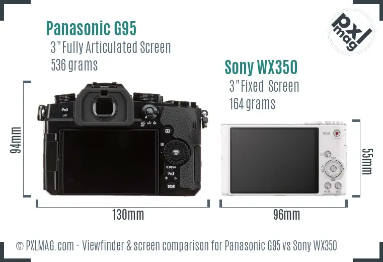 Panasonic G95 vs Sony WX350 Screen and Viewfinder comparison Panasonic G95 vs Sony WX350 Screen and Viewfinder comparison
