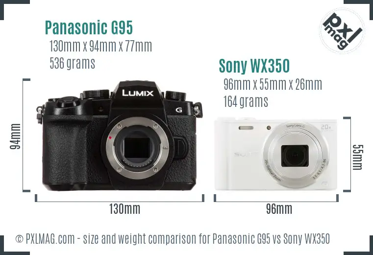 Panasonic G95 vs Sony WX350 size comparison Panasonic G95 vs Sony WX350 size comparison