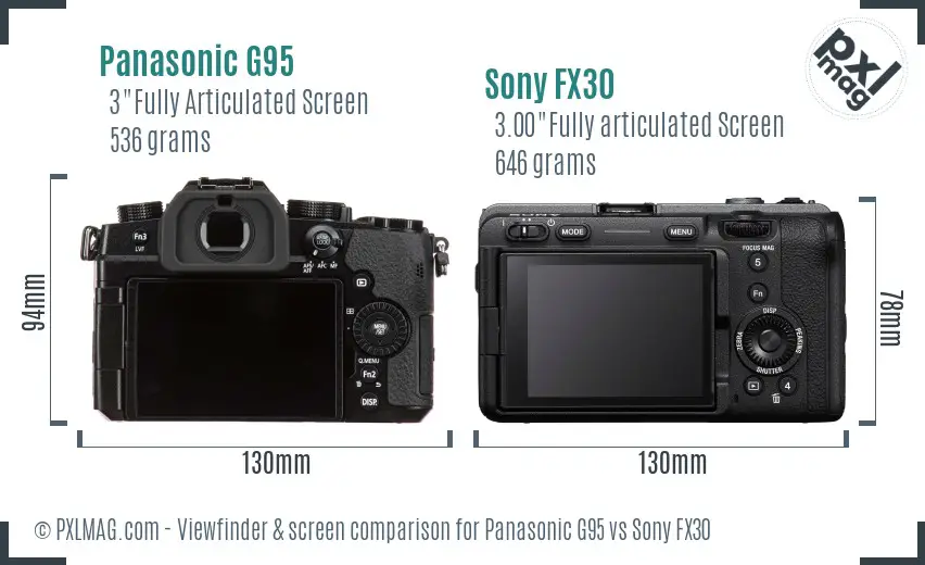 Panasonic G95 vs Sony FX30 Screen and Viewfinder comparison Panasonic G95 vs Sony FX30 Screen and Viewfinder comparison