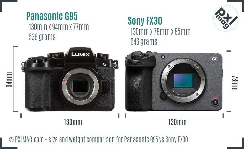 Panasonic G95 vs Sony FX30 size comparison Panasonic G95 vs Sony FX30 size comparison