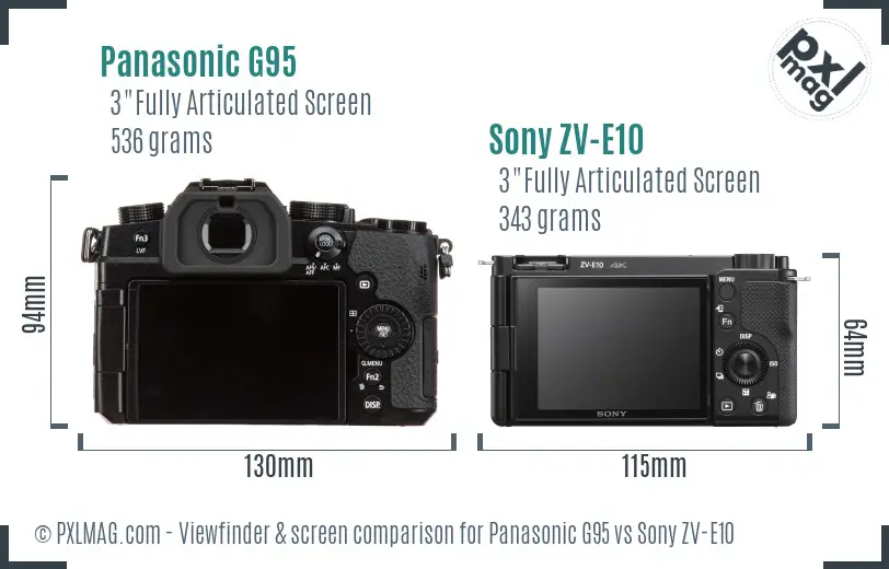 Panasonic G95 vs Sony ZV-E10 Screen and Viewfinder comparison Panasonic G95 vs Sony ZV-E10 Screen and Viewfinder comparison