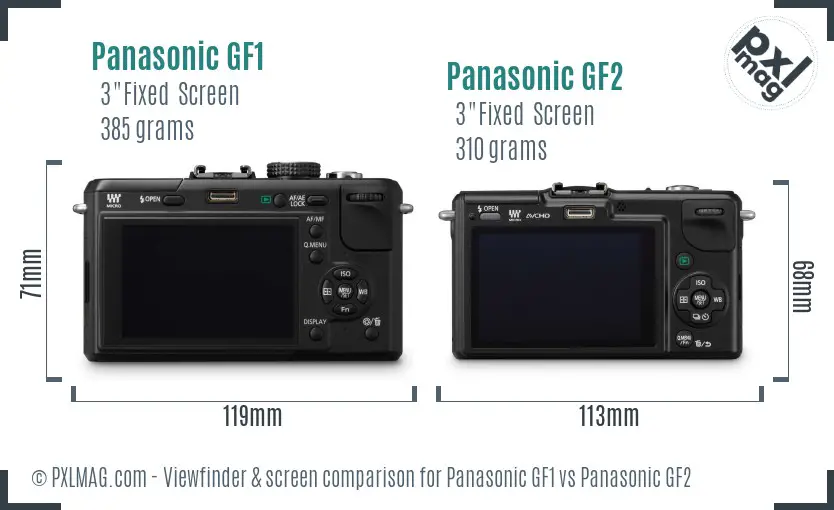 Panasonic GF1 vs Panasonic GF2 Screen and Viewfinder comparison