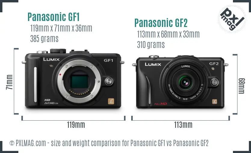 Panasonic GF1 vs Panasonic GF2 size comparison