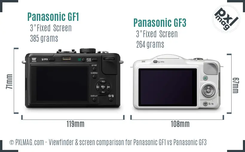 Panasonic GF1 vs Panasonic GF3 Screen and Viewfinder comparison