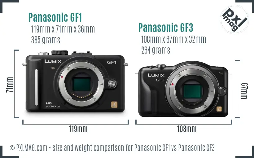 Panasonic GF1 vs Panasonic GF3 size comparison