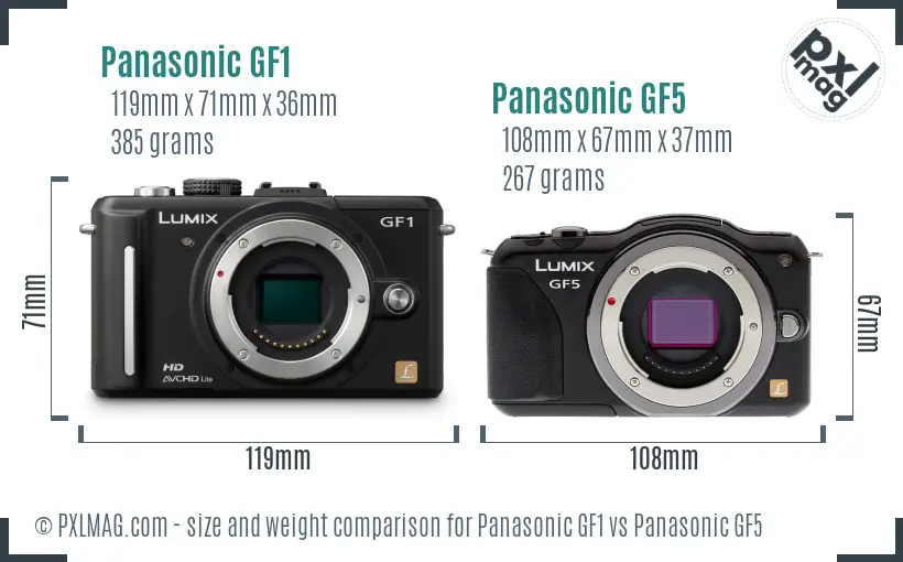 Panasonic GF1 vs Panasonic GF5 size comparison
