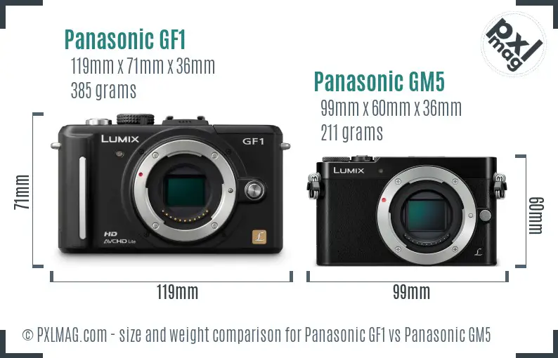 Panasonic GF1 vs Panasonic GM5 size comparison