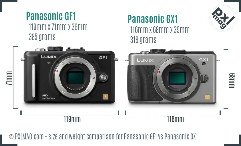 Panasonic GF1 vs Panasonic GX1 size comparison