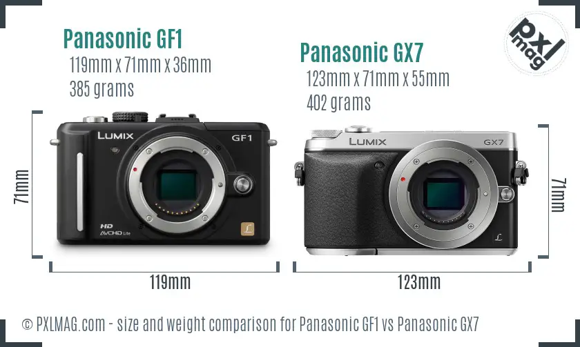 Panasonic GF1 vs Panasonic GX7 size comparison