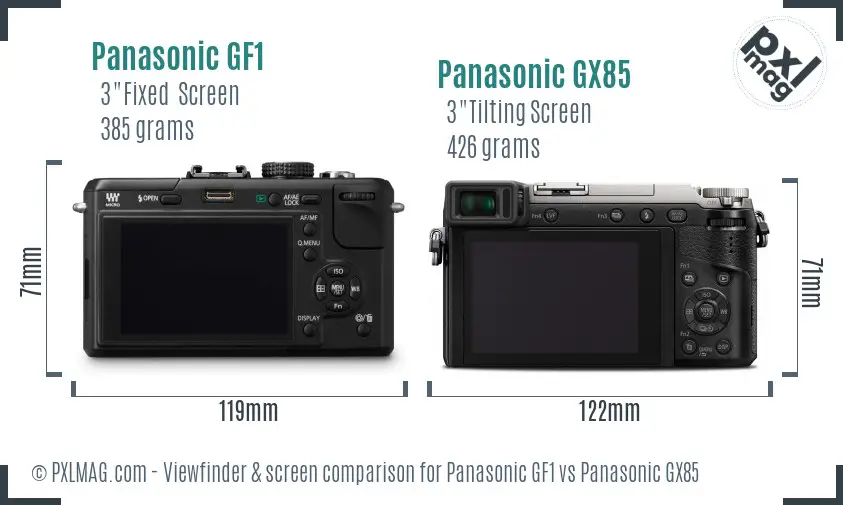 Panasonic GF1 vs Panasonic GX85 Screen and Viewfinder comparison
