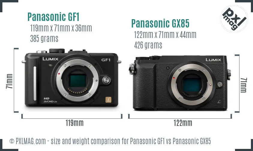 Panasonic GF1 vs Panasonic GX85 size comparison