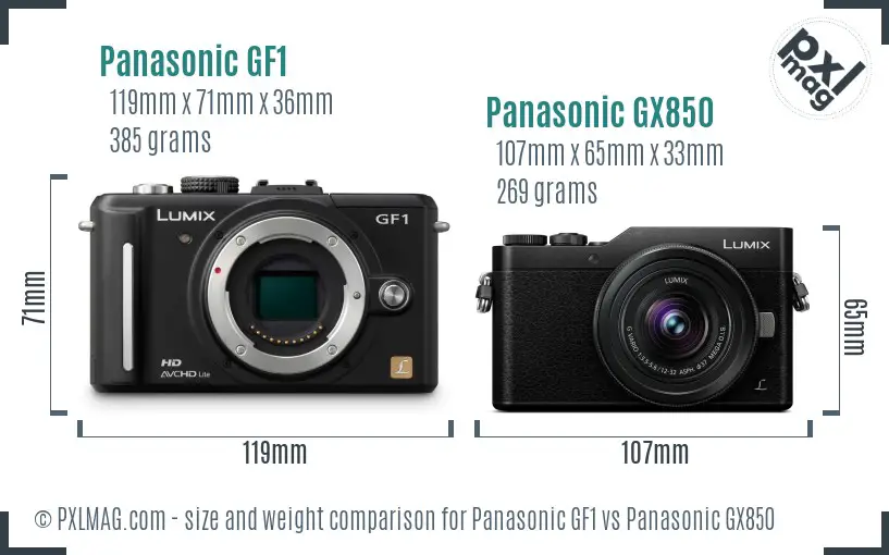 Panasonic GF1 vs Panasonic GX850 size comparison