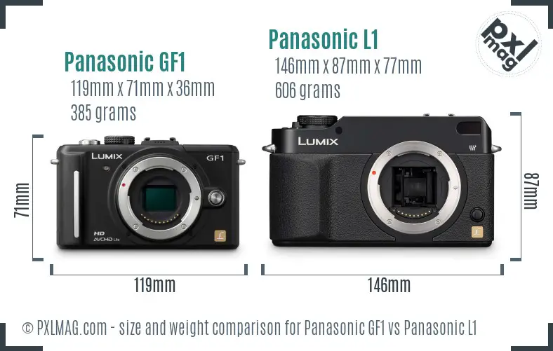 Panasonic GF1 vs Panasonic L1 size comparison